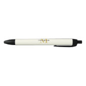 Cream Gold Monogram Gepersonaliseerde Naam Luxe Ca Zwarte Inkt Pen (Bodem)