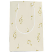 Cream Gold Music Notes Birthday Medium Cadeauzakje (Voorkant)