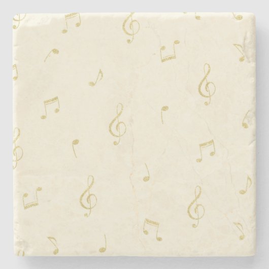 Cream Gold Music Notes   Stenen Onderzetter (Voorkant)
