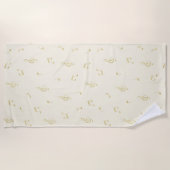 Cream Gold Music Notes   Strandlaken (Voorkant)