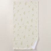 Cream Gold Music Notes   Strandlaken (Voorkant)