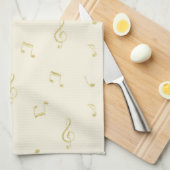 Cream Gold Music Notes   Theedoek (Quarter Fold)