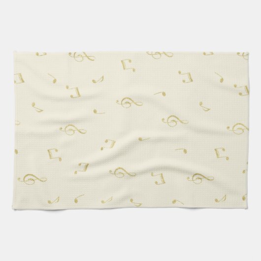 Cream Gold Music Notes   Theedoek (Horizontaal)