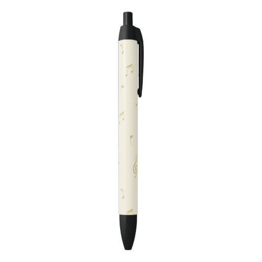 Cream Gold Music Notes   Zwarte Inkt Pen (Achterkant (Verticaal))