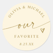 Cream & Gold Our Favorite Wedding Treat Bag Ronde Sticker (Voorkant)