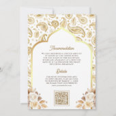 Cream Gold Paisley Bloemen QR Code Indiase bruilof Kaart (Achterkant)