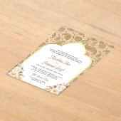 Cream Gold Paisley Floral Indian Wedding Acryl Uitnodigingen (Laagn)