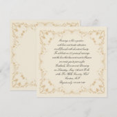 Cream Gold  Pinstripe Floral Jubileum Kaart (Voorkant / Achterkant)