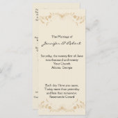 Cream Gold Pinstripe Wedding Program Programmakaart (Voorkant / Achterkant)