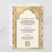 Cream Gold QR Code Anand Karaj Sikh Bruiloft Kaart (Achterkant)
