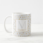 Cream Gold Raindrop Modern Trendy Monogram Koffiemok (Links)