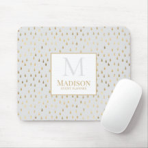 Cream Gold Raindrop Modern Trendy Monogram