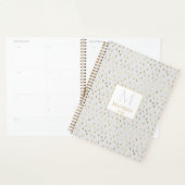 Cream Gold Raindrop Modern Trendy Monogram Planner (Display)
