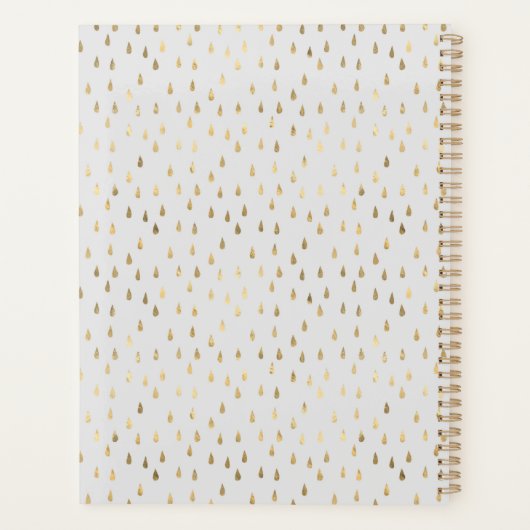 Cream Gold Raindrop Modern Trendy Monogram Planner (Achterkant)