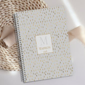 Cream Gold Raindrop Modern Trendy Monogram Planner