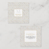 Cream Gold Raindrop Modern Trendy Monogram Vierkante Visitekaartje (Voorkant / Achterkant)