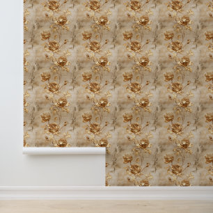 Cream Gold Rozen Behang
