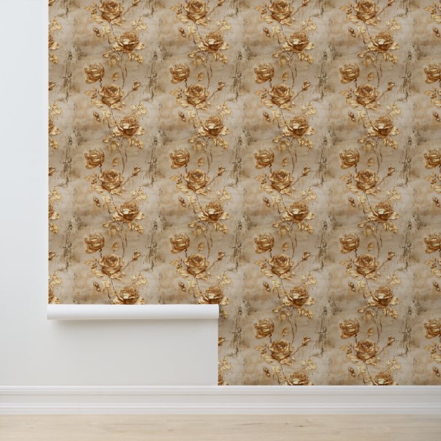 Cream Gold Rozen Behang (Applicatie)