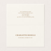 Cream Gold Serif Lettertype Professioneel Mat Dubb Visitekaartje (Buitenkant ongevouwen)