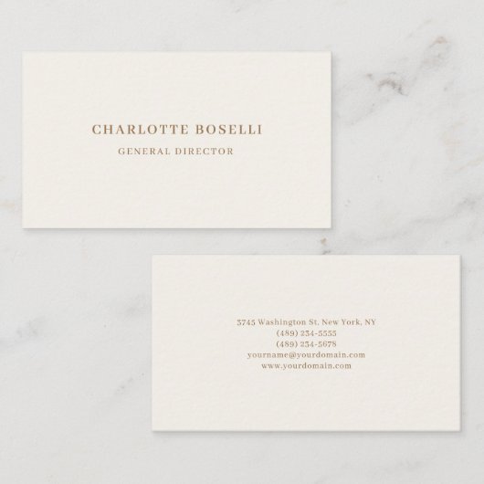 Cream Gold Serif Lettertype Professioneel Mat Dubb Visitekaartje (Voorkant / Achterkant)