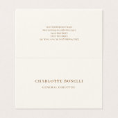 Cream Gold Serif Lettertype Professioneel Mat twee Visitekaartje (Buitenkant ongevouwen)