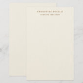 Cream Gold Serif Lettertype Professionele Naam Pos Briefpapier (Voorkant / Achterkant)