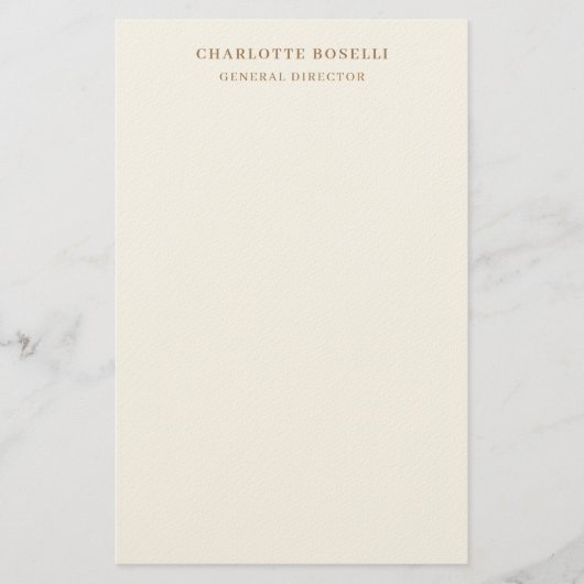 Cream Gold Serif Lettertype Professionele Naam Pos Briefpapier (Voorkant)