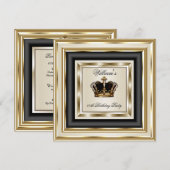 Cream Gold Silver Birthday Prince King Queen 2 Kaart (Voorkant / Achterkant)