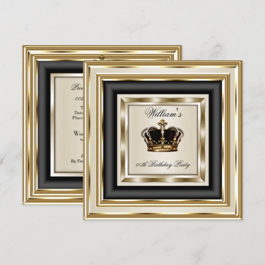Cream Gold Silver Birthday Prince King Queen 2 Kaart (Voorkant / Achterkant)