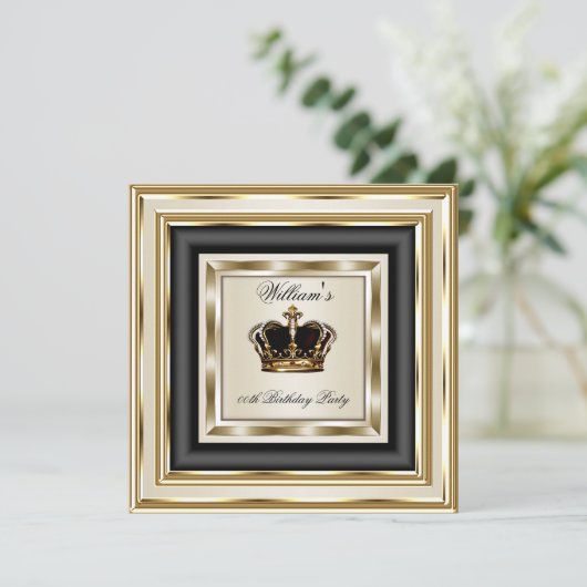 Cream Gold Silver Birthday Prince King Queen 2 Kaart (Staand voorkant)