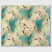 Cream Gold Turquoise Koeienhuid Animal Cadeaupapier (Vlak)