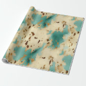 Cream Gold Turquoise Koeienhuid Animal Cadeaupapier (Uitgerold)