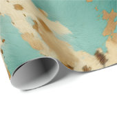 Cream Gold Turquoise Koeienhuid Animal Cadeaupapier (Rol Hoek)