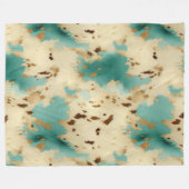 Cream Gold Turquoise Koeienhuid Animal Fleece Deken (Voorkant (Horizontaal))