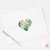 Cream Gold Turquoise Koeienhuid Animal Hart Sticker (Envelop)