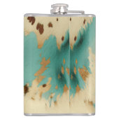 Cream Gold Turquoise Koeienhuid Animal Heupfles (Achterkant)