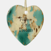 Cream Gold Turquoise Koeienhuid Animal Keramisch Ornament (Rechts)