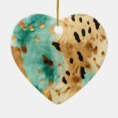 Cream Gold Turquoise Koeienhuid Animal Keramisch Ornament (Achterkant)