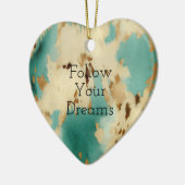 Cream Gold Turquoise Koeienhuid Animal Keramisch Ornament (Links)