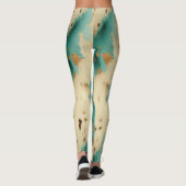 Cream Gold Turquoise Koeienhuid Animal Leggings (Achterkant)