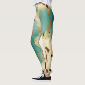 Cream Gold Turquoise Koeienhuid Animal Leggings (Links)