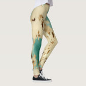 Cream Gold Turquoise Koeienhuid Animal Leggings (Rechts)