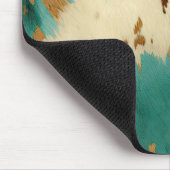 Cream Gold Turquoise Koeienhuid Animal Muismat (Hoek)