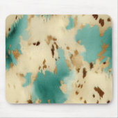 Cream Gold Turquoise Koeienhuid Animal Muismat (Voorkant)