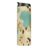 Cream Gold Turquoise Koeienhuid Animal Thermosbeker (Geroteerd rechts)