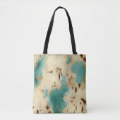 Cream Gold Turquoise Koeienhuid Animal Tote Bag (Voorkant)