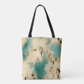 Cream Gold Turquoise Koeienhuid Animal Tote Bag (Achterkant)