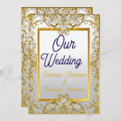 Cream & Gold Wedding Canvas Print – Ornate Frame W Kaart (Voorkant / Achterkant)