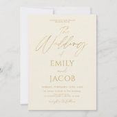 Cream Gold Wedding QR Code Fotoscript Kaart (Voorkant)