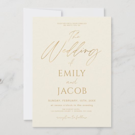 Cream Gold Wedding QR Code Fotoscript Kaart (Voorkant)